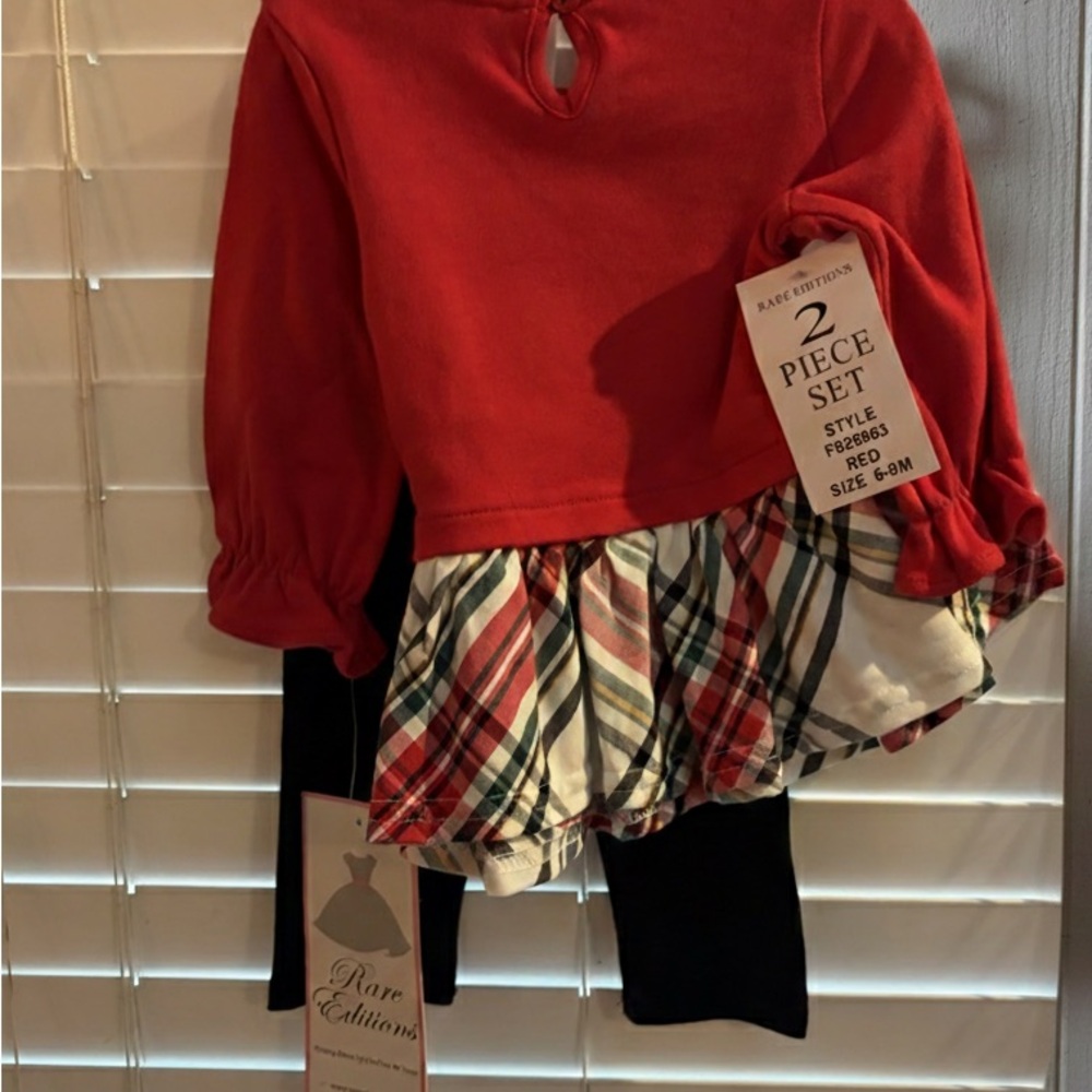 Rare Editions Red and Plaid Baby Set